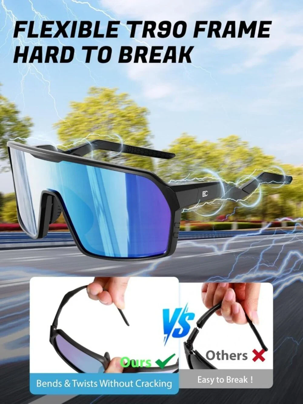 Lightweight Polarized Sports Sunglasses for Running, Cycling & Outdoor